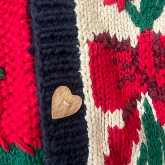 Vintage 1995 Eagle’s Eye Hand Knit Americana Novelty Cardigan Bear Flag Stars S - Picture 4 of 5